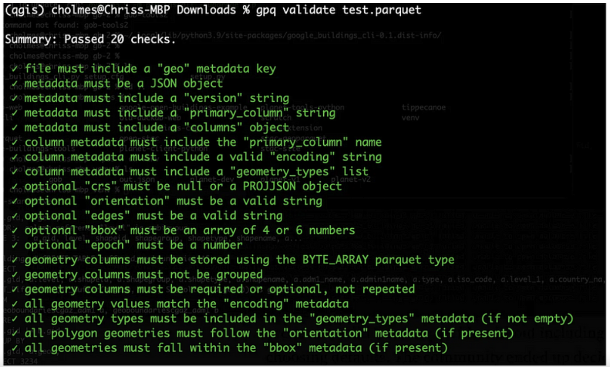 GeoParquet validation